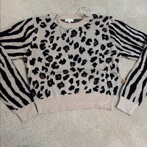 Cheeta and Zebra print cropped Sweater